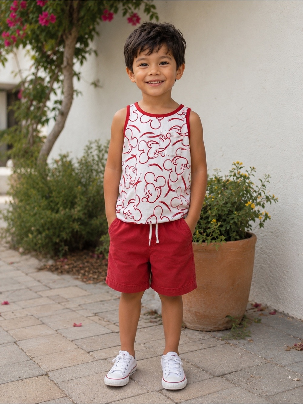 Baby GAP Disney Mickey Mouse Tank Top & Red Shorts Outfit 4T